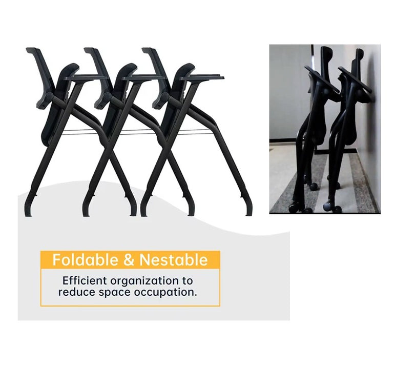 Space Saving Multifunctional Black Foldable Mesh Training Task Chair(HY128B)
