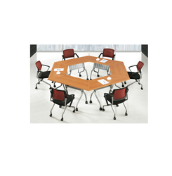 Foldable Training Table with Metal Modesty Panel – Trapezium shape