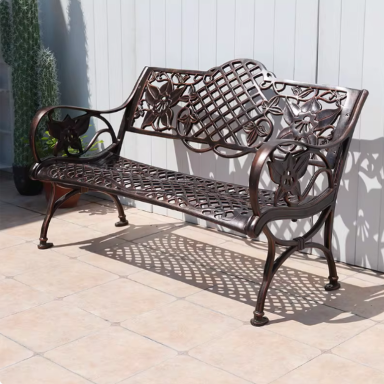 Vintage Outdoor Cast Aluminium Garden Bench