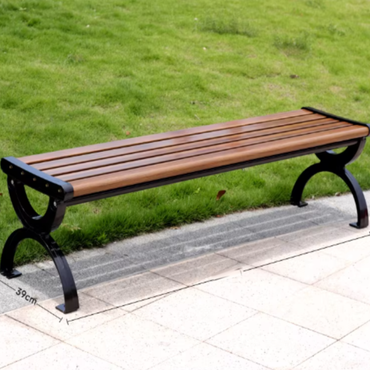 BIG 8 Outdoor Backless Cast Aluminium Wood Plastic Composite Slats Garden Bench