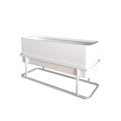 Steelbloom Outdoor Rectangular Metal Planter with Artificial Greenery