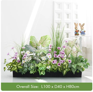 Steelbloom Outdoor Rectangular Metal Planter with Artificial Greenery