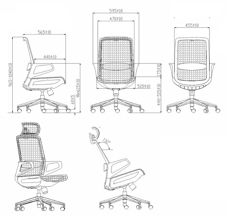 Executvie Mid Back Home Office Mesh Chair 1373 Blue
