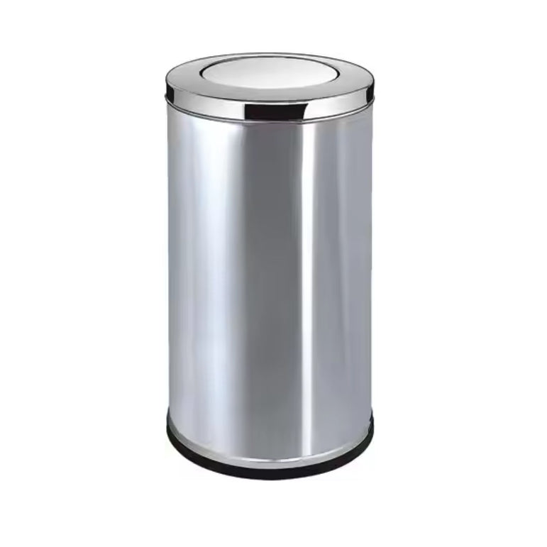 Round Stainless Steel Metal Waste Bin with Swing Lid (SN173Bin)