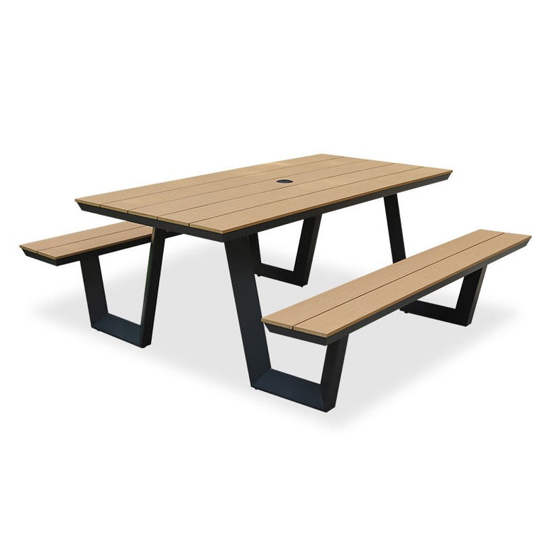 SERENE Outdoor Cast Aluminium Wood Plastic Composite Picnic Bench