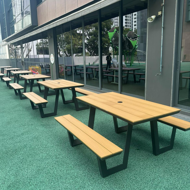 SERENE Outdoor Cast Aluminium Wood Plastic Composite Picnic Bench
