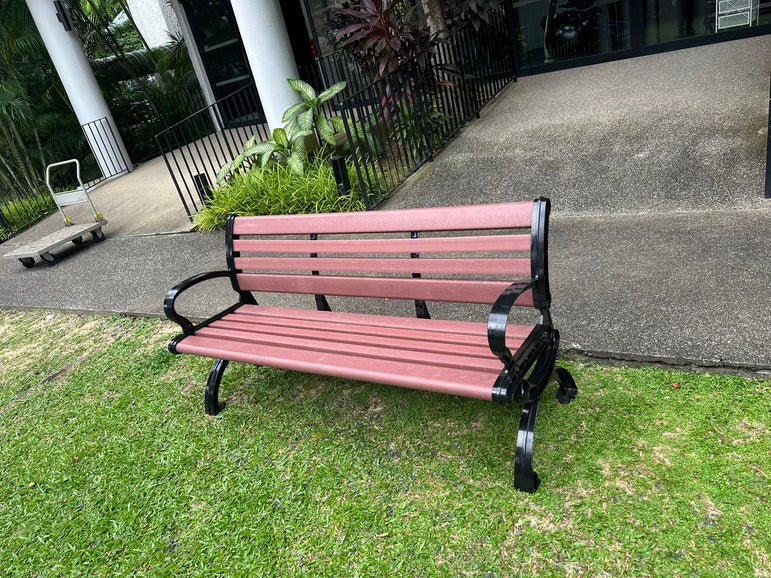 BIG 8 Outdoor Cast Iron Ends Wooden Garden Bench