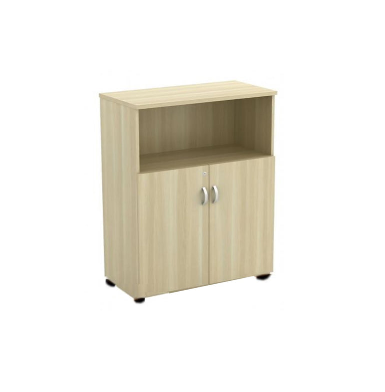 Swing Door with Open Shelf Wooden Cabinet