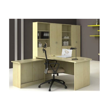 Executive Table With Wooden Leg Panel
