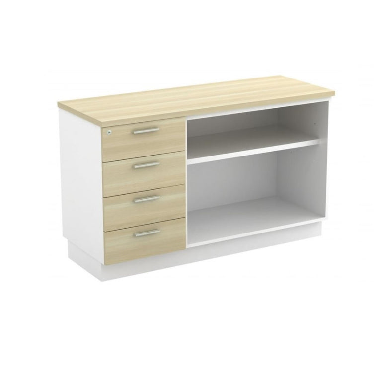 Wooden Cabinet – 4 Drawers with Open Shelf